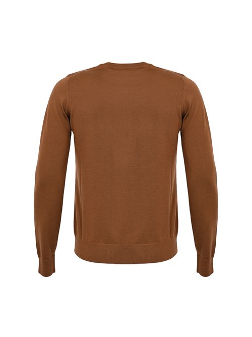 Maglia girocollo slim in lana merinos Tabacco Alpha studio | AU-3010C1008